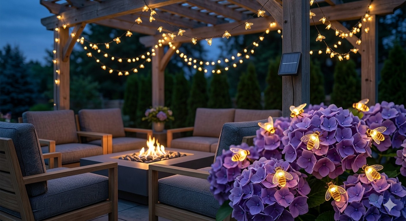 AuraGlow Solar Bee String Lights